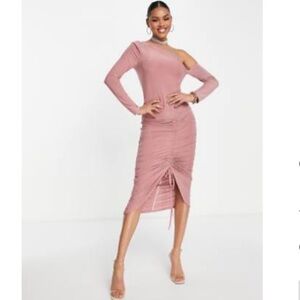 ASOS Femme Lux pink midi dress Brand New US 6 UK 10